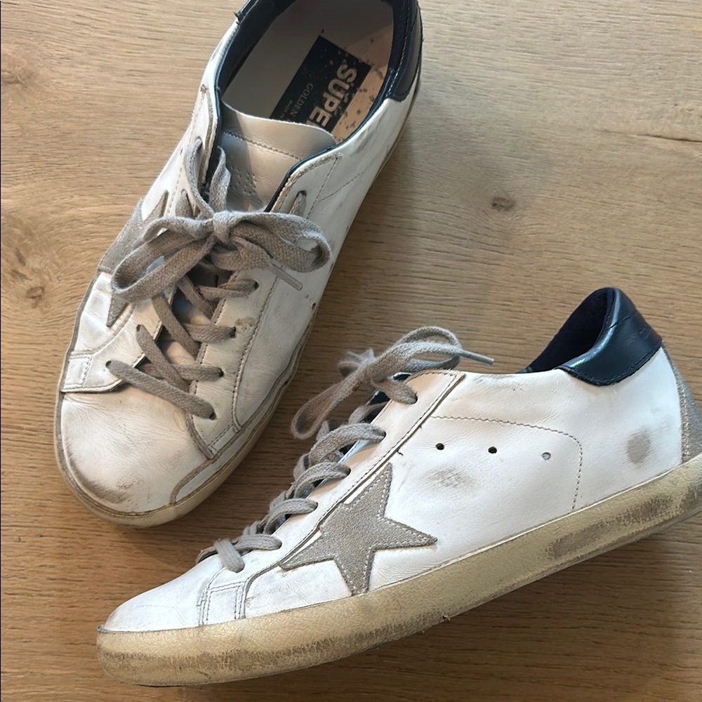 Golden Goose Superstar White & Navy Women’s Sneakers